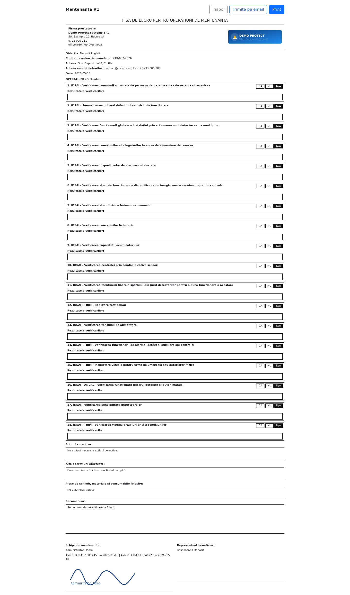 Exemplu de fisa generata din platforma PV Digital.ro
